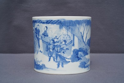 Een grote Chinese blauwwitte penselenbeker, bitong, Transitie periode